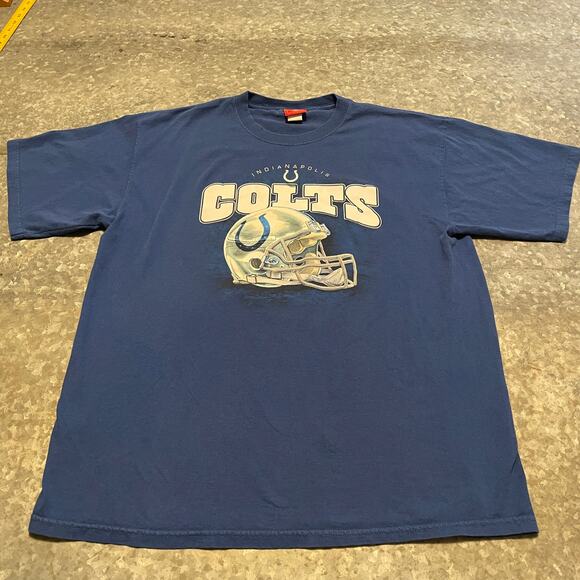 Vintage Indiana Colts 2005 NFL Tee Shirt Mens XL Blue Helmet Y2K Football Cotton - Picture 1 of 8